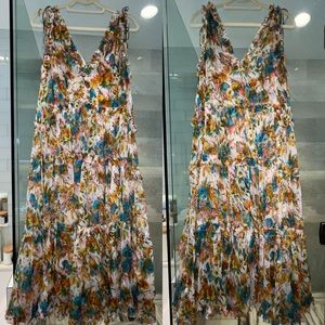 New zimmermann flower print tie dress with slip size 2